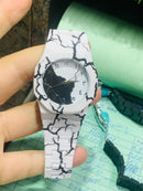 White & Black Minimalist Watch with Arabic Numerals | Durable Resin Strap