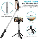 R1s Bluetooth Selfie Stick Tripod | With Remote & LED Light | Portable Phone Holder