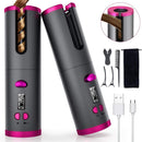 Cordless Auto Hair Curler with LCD Display – 6 Adjustable Temperature Settings